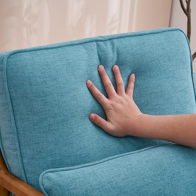 Mid Century Modern Accent Chair with Wood Frame Upholstered Living Room Chairs with Waist CushionLounge Reading Comfy Arm Chair for Living RoomEasy AssemblyTeal