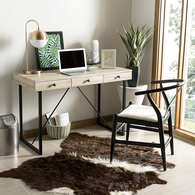 Safavieh Home Office Hilton Modern Rustic Brown and Black 3-drawer Desk