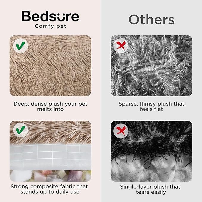 Bedsure Calming Dog Bed Medium Size Dog - 30in Donut Round Washable Medium Pet BedAnti-Slip＆Removable Cover420GSM Anti-Anxiety Fluffy Plush Faux FurFits up to 45 lbs PetsPlus Version