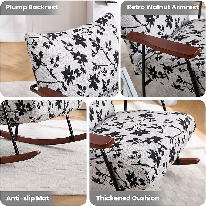 Modern Accent Chair Arm Chair Living Room Rocking Chair Metal e