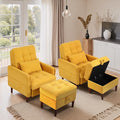 Lumibee Accent Chair with Storage Ottoman Upholstered Comfy Reading Chair with Adjustable Reclining Backrest Corduroy Fabric Lounge Chair Armchair for Living Room Bedroom Set of 2 Orange