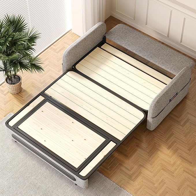 Pull-Out Sofa Bed - Versatile Futon Sleeper Couch for Living Room and Small Spaces(34.25 D x 59.84 W x 37.4 H)- Gray/White RV Lounge (61.61 Gray)