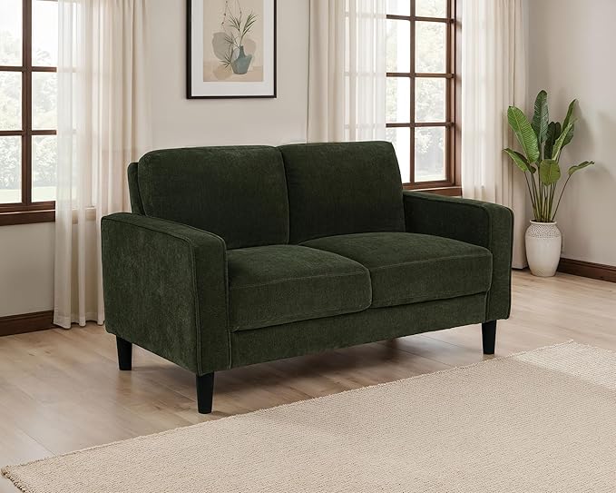 Coaster Home Furnishings - Ruth - Fabric - Upholstered Loveseat with Slim Track Arms Attached Cushions Angled Legs - Transitional Style - Living Room - 54-Inch - Matcha - 511215