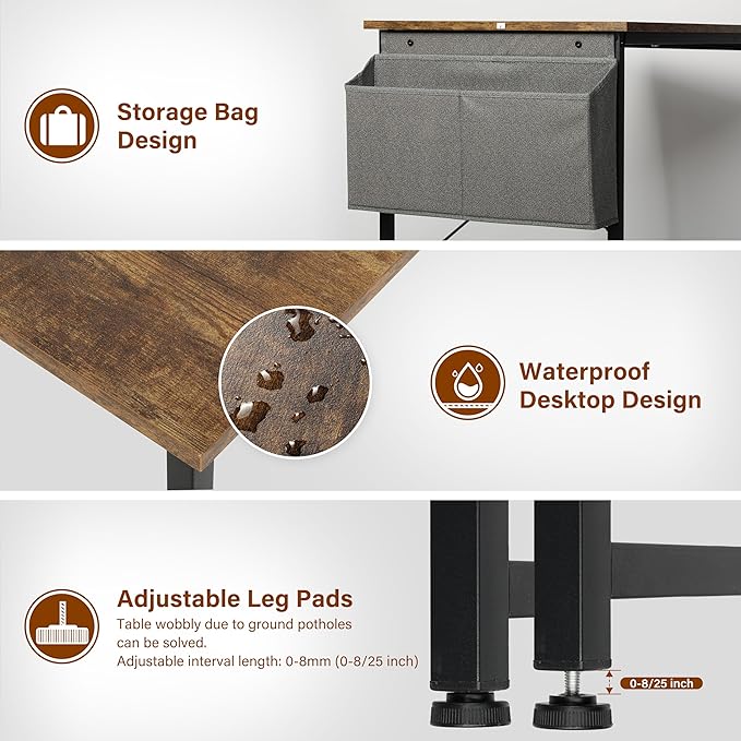 Small Space Writing Desk with Headphone Hooks Modern Simple Design Suitable for Study Home Office and Living Room
