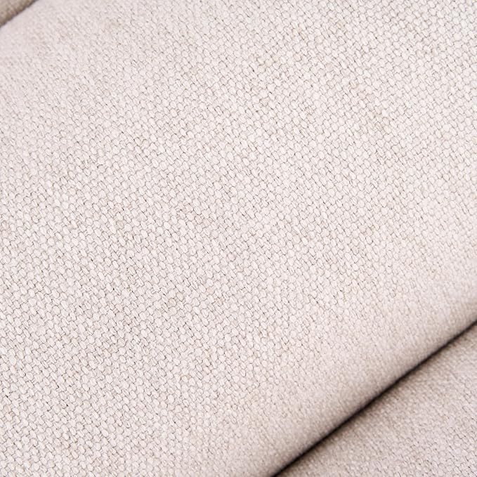Scott Living Fluffy Low Profile Accent Chair Modern Living Room Armless Lounge Chair Fabric Comfy Reading Chair for Bedroom Wooden Frame and Thick Padded Seat Dark Beige+Natural