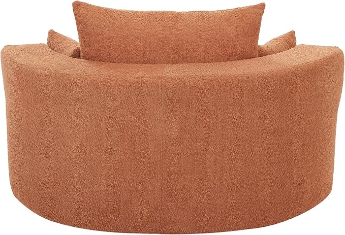 Oversized 55 W Upholstered 360° Swivel Accent Barrel Chair and a Half Modern Comfy Cuddler Sofa Lounge with Pillows for Living Room Bedroom Hotel (Chenille Terracotta)