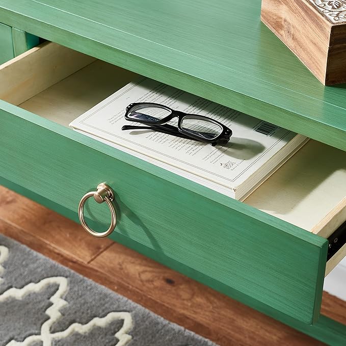 SAFAVIEH Home Collection Esther Turquoise 2-Drawer Desk