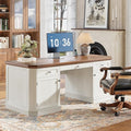 59 Classic Executive Desk with Storage Victorian Executive Desk with Charging Station Keyboard Tray 3 Drawers &amp Cabinet Storage &amp Pedestal Easy Assembly White