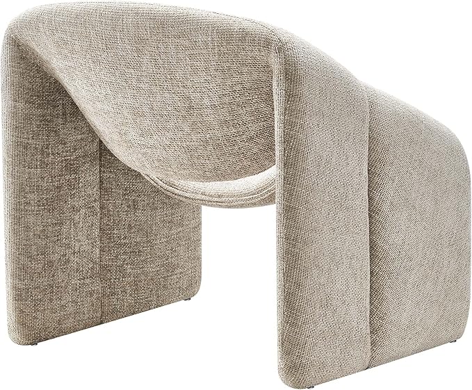 Modway Vivi Chenille Upholstered Accent Khaki-Plush Comfy Armchair Ideal as a Modern Barrel Lounge Reading Chair for Living Room Bedroom or Cozy Corner Seating
