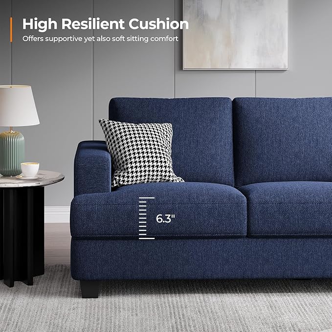 Fadware Sofa Couch 3 Seater Sofa with Suppleness Armrests Fabric Deep Seat Sofa with Upholstered Cushion&amp Backrests Modern Comfy Couch for Living Room Apartment