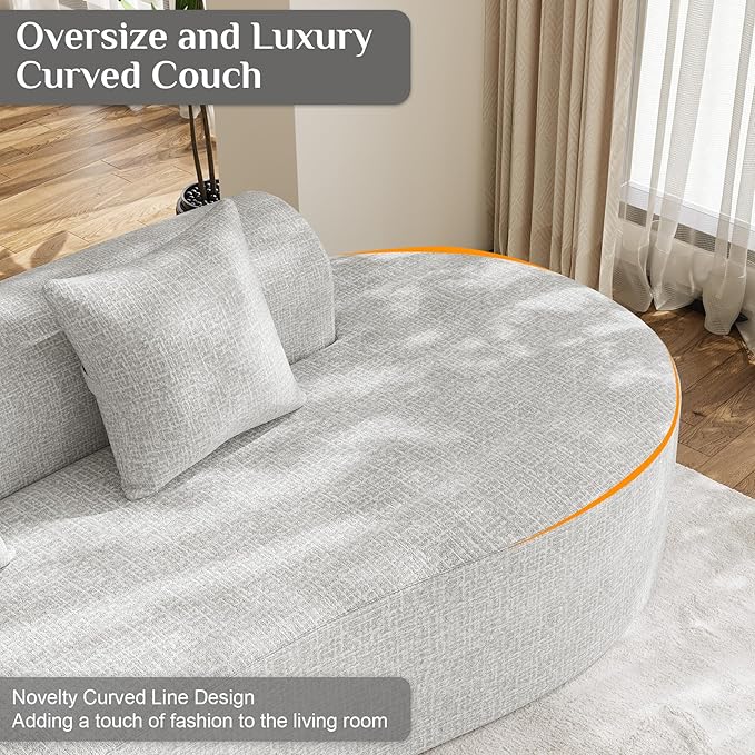 147 Oversized Sectional Sofa for Living Room Large Modern Chenille Curved Cloud Couch Luxury Plush 6-Seater Extra Deep Seat Boucle Boneless Couch No Assembly Required Beige White