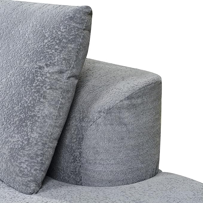 GDFStudio 116 Modern Curved Sectional Sofa with Chaise LoungePearl Upholstered Fully Compressed Sponge Couch2 Pcs SetRight Hand FacingFully Assembled Lounge Seating for Living RoomLight Gray