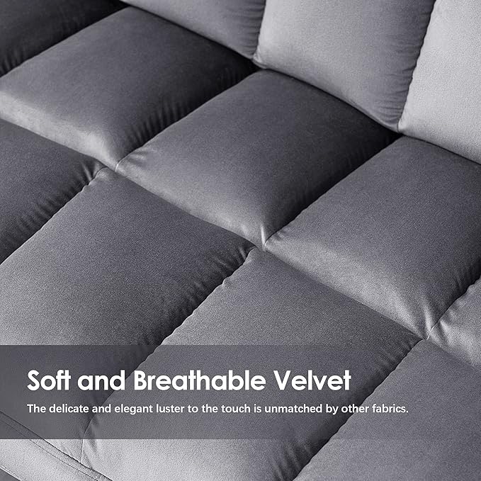 MCombo Loveseat Sofa Couch Mid-Century Velvet Armless Settee 2-Seater Upholstered Bench for Living Room Bedroom 4018 (2 Sets Dark Grey)