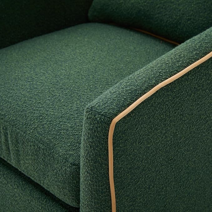 Christopher Knight Home Arlo 360° Swivel Accent Chair for Living Room Bouclé Upholstered Rotating Lounge Chair Indoor Barrel Swivel Chair with Iron Frame Curved Armrest and Padded Seat Green
