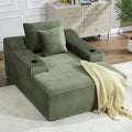 PELUMY 67 Oversized Chaise Lounge Sofa Bed Corduroy Boneless Sleeper Sofa with 2 Pillows &amp 2 Cup Holders Plush Cloud Couch for Living Room No Assembly Required (Green)