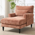 KEIKI Chaise Lounge Chair Indoor Modern Leisure Sleeper Sofa Chair w/Deep Cushion Accent Upholstered Reading Side Armchair Recliner Arm Chairs for Living Room &amp Bedroom Easy Assembly Orange