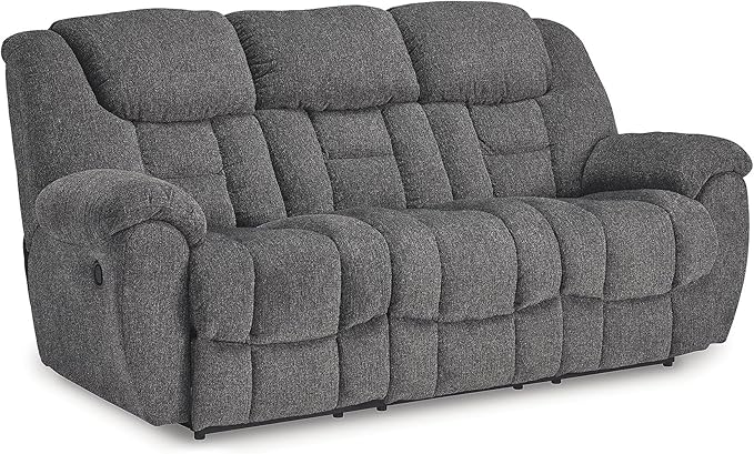 Signature Design by Ashley Foreside Contemporary Stain Resistant Manual Reclining Sofa Gray