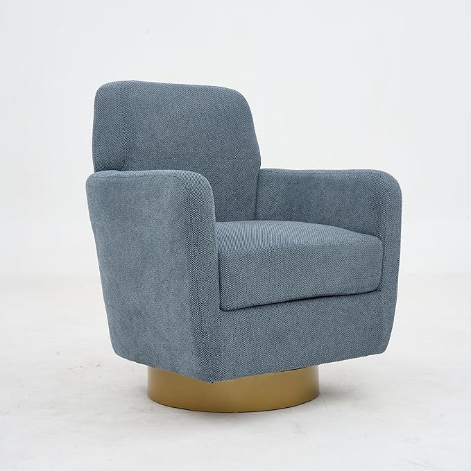 360 Degree Rotating Sofa Armchair Cotton Linen Skin Friendly Fabric Ergonomic Design Living Room Chair Bedroom Chair Living Room Chair Blue