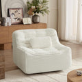 Vyneltio Oversized Swivel Accent Chair Corduroy Upholstered Book Nook Chair Big Lazy Sofa Chair for Living Room Bedroom Dorm Office-Beige