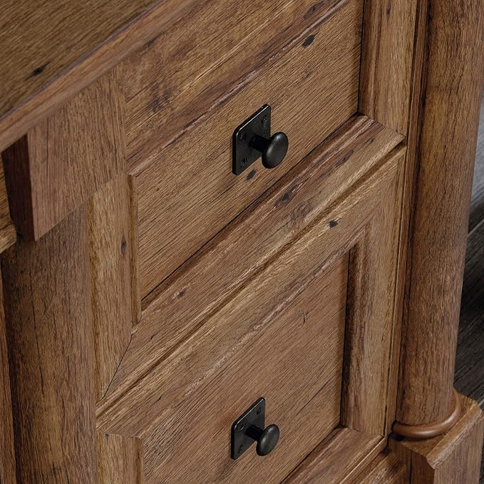 Sauder Palladia Computer Desk with Drawers Home Office Desk with File Cabinet Storage Drawer Cable Management Keyboard Tray in Vintage Oak finish