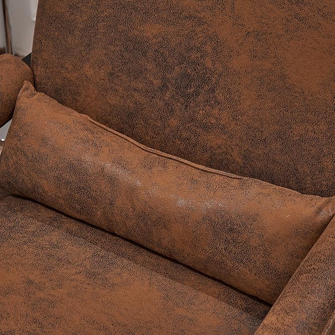 Karl home Mid-Century Accent Chair Bronzing Cloth Arm Chair with Metal Legs Thick Padded Sofa Chair Lounge Chair with Pillow for Living Room Bedroom Belcony Bronzing Brown