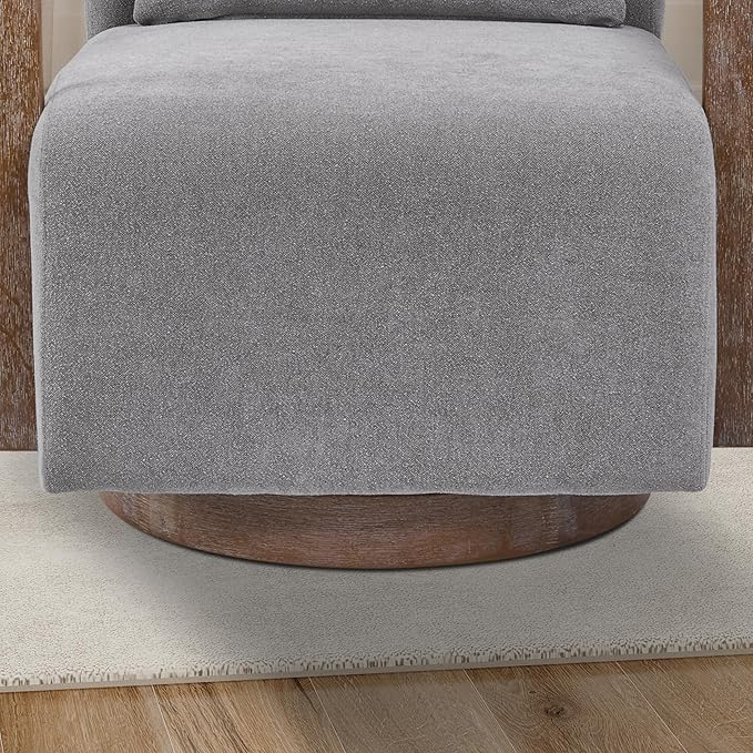 30.5 W Swivel Modern Fabric Upholstered Accent Chair with Solid Wood Armrests Comfy Lounge Reading Chair Side Armchair for Hotel Bedroom Living Room Office Nursery Room (Gray Linen)