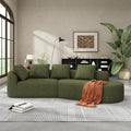 Merax 116 Curved Polyester Sectional Sofa Modern Pearl Upholstery 3 Seat Cloud Couch with Chaise Lounge &amp 4 Pillows for Living Room Green