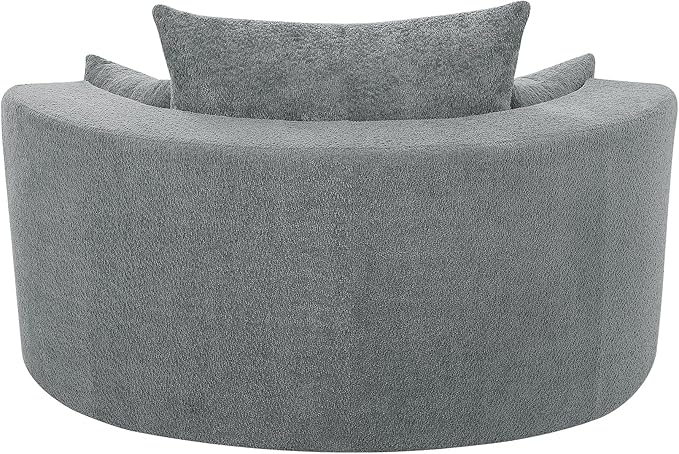 Oversized 55 W Upholstered 360° Swivel Accent Barrel Chair and a Half Modern Comfy Cuddler Sofa Lounge with Pillows for Living Room Bedroom Hotel(Chenille Grey)