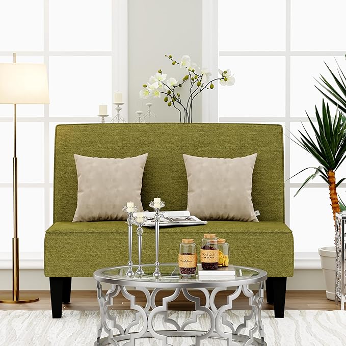 ALISH Small Loveseat Sofa 2-Seater Sofa Couch with Wooden Legs for Bedroom Living Room Upholstered Mini Couch for Small Spaces
