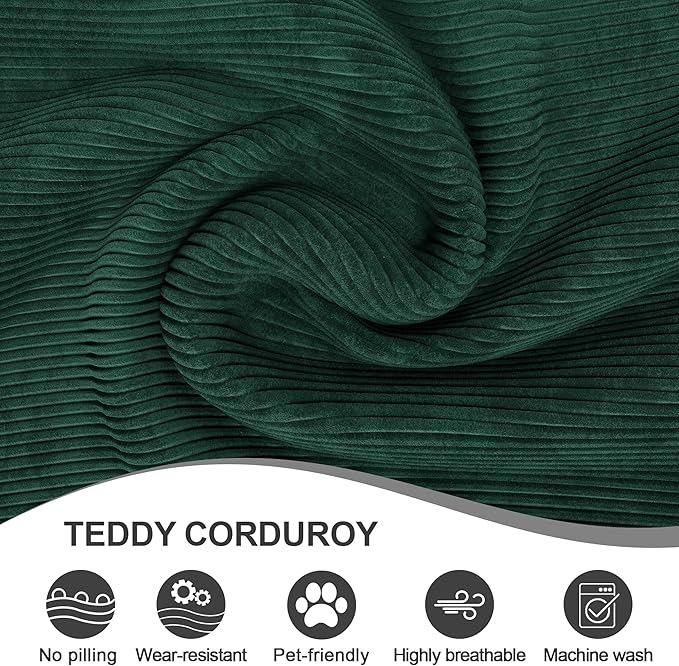 5-in-1 Folding Convertible Sofa Bed Loveseat Sleeper with Pull-Out Bed Floor Sofa Modular Futon Couch 79 Oversized Corduroy Upholstered Boneless Couch for Living Room Bedroom Lounge Green-C