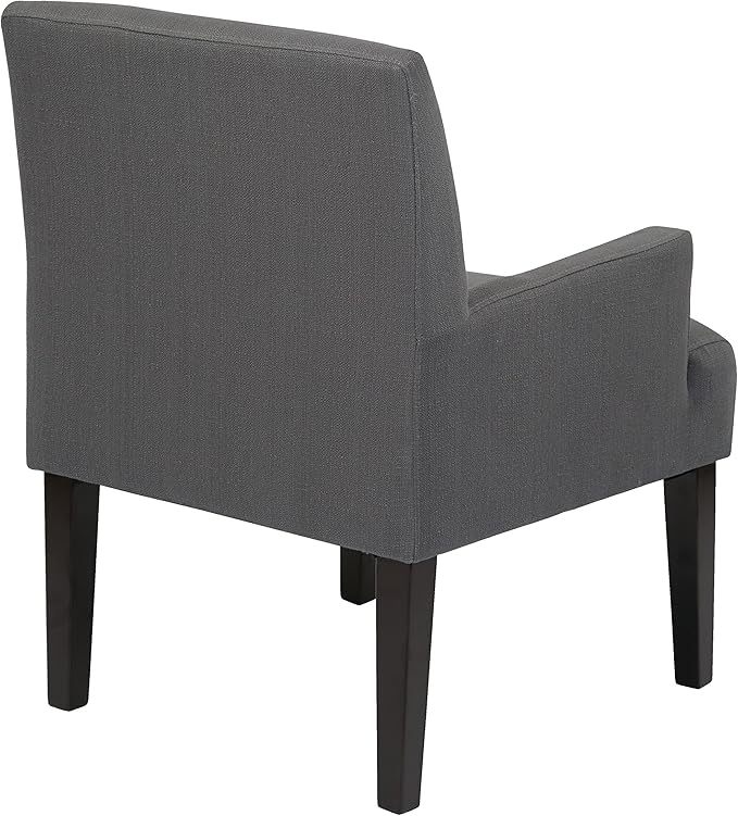 OSP Home Furnishings Main Street Upholstered Guest Chair with Espresso Finish Accents Woven Charcoal Fabric