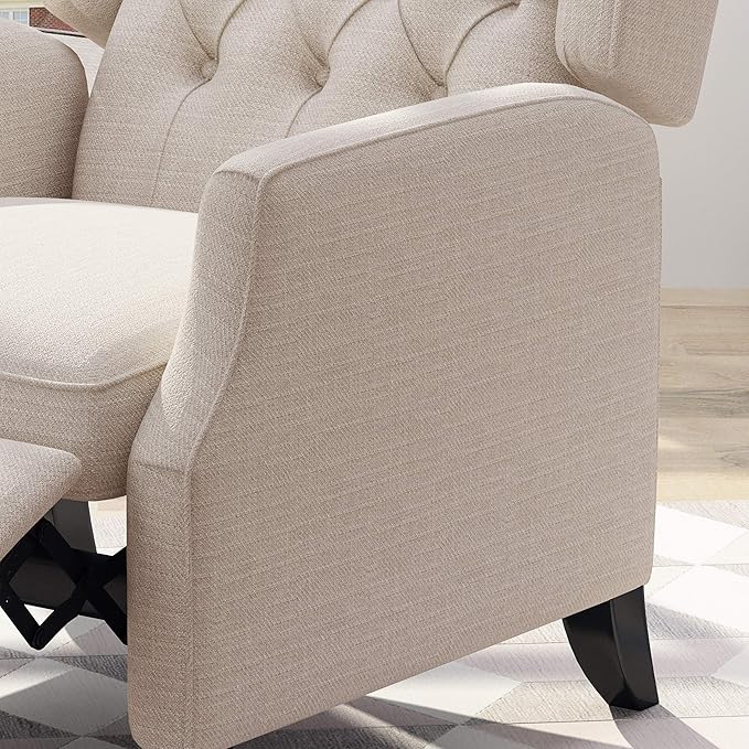 Christopher Knight Home Diana Wingback Recliner Light Beige Tweed + Dark Brown
