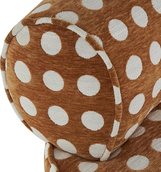 Deco 79 Polyester Living Room Accent Chair Round Swivel Boucle Side Chair with White Spots Corner Chair 26 x 27 x 25 Brown