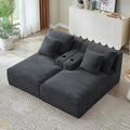 Oversized Double Chaise Lounge Chair Indoor Fluffy Upholstered Corduroy Sofa Bed with Throw Pillows Comfy Sleeper Deep Seat Sectional Loveseat Sofa Couch for Living Room (Dark Gray)