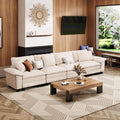 157.5 Cloud Modular Sectional Sofa 4-Seater w/Deep Seat &amp Removable Arms Plush Corduroy for Living Room - Beige