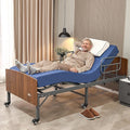 ESHINE Adjustable Bed Frame with Hospital Waterproof Mattress - Wireless Remote Underbed Light Headboard 2.5 Wheels Head &amp Foot Incline Mobility Support Easy Installation 750 lbs Capacity