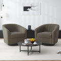 Swivel Barrel Accent Chair Modern Round Chenille Fabric Arm Chair for Living Room Bedroom Comfy Club Reading Chairs for Adults（Chenille Fabric Tan Set of 2