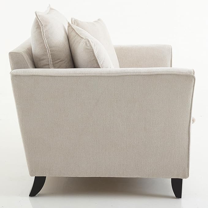 46.30 Oversized Armchair Chenille Fabric Comfy Chair and a Half Single Sofa with Pillow for Living Room Bedroom Office Apartment Cream Color