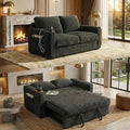 3 in 1 Convertible Sleeper Sofa Bed 53'' Pull Out Couch with Adjustment Backrest Corduroy Loveseat with Side Pockets USB Port for Living Room Bedroom Apartment Gray