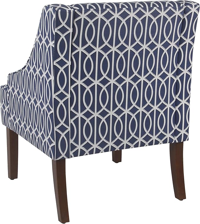 Homepop Home Decor Upholstered Classic Swoop Arm Accent Chair Accent Chairs for Living Room &amp Bedroom Decorative Home Furniture Blue Trellis