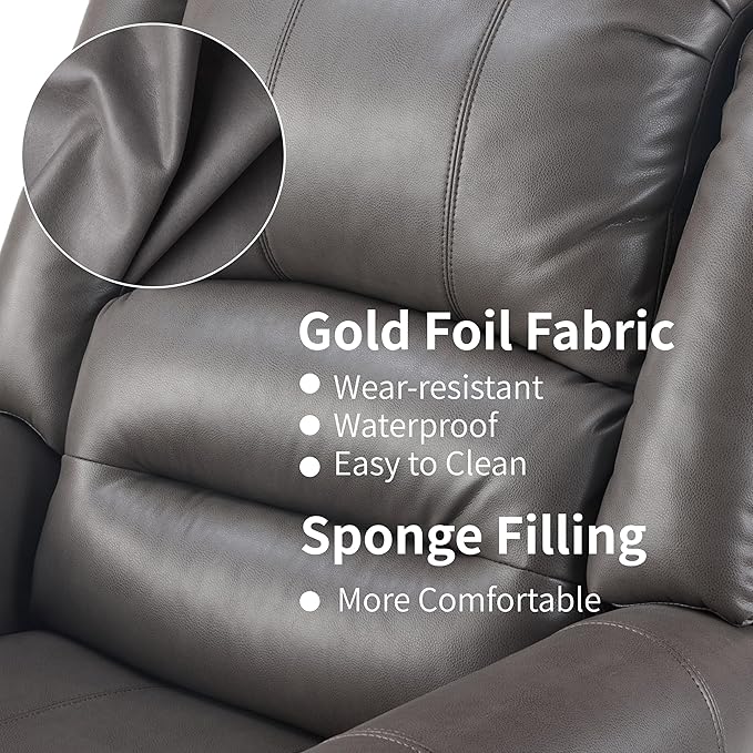 Power Lift Recliner Chair with Massage and Heating PU Leather Electric Recliner Sofa with USB Charger 300lbs Capacity Lift Chair 8-Point Massage &amp Lumbar Heating Easy Assembly(Gray)