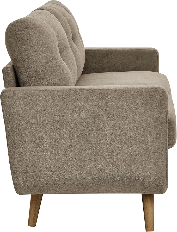 67 Khaki Loveseat Sofa Mid Century Modern Love Seat Sofas and Comfy Couches for Living Room Button Tufted Small Cloud Couch for Bedroom Office Apartment Small Space Easy Assembly (Khaki)