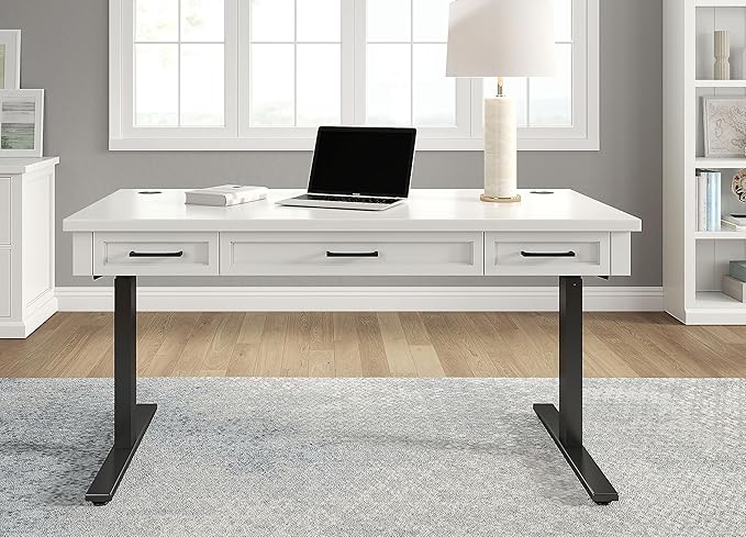 Martin Furniture Modern Wood Electric Sit/Stand Desk Height Adjustable Table Desk White