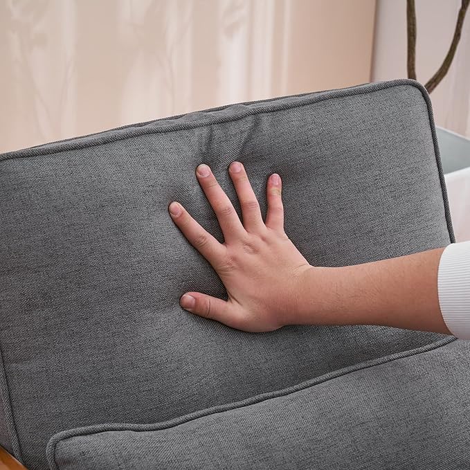 Accent Chair Upholstered Mid-Century Modern Chair with Lumbar Pillow&ampSoft CushionLounge Reading Armchair with Solid Wood Framefor Living Room Bedroom Balcony Grey