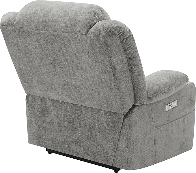Coaster Home Furnishings - Houston - Fabric Upholstered Power Lift Recliner Chair with Built-in USB Port Cup Holders Power Panel with Simple Buttons - Living Room - Gray - 602284P