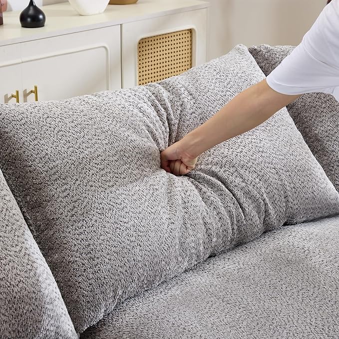 ERYE Oversized Curved Tight Backrest Sofa Floor Boneless Modular Foam Sofa Couch with Left Facing Chaise Lounge and 7 Pillows Chenille Upholstered No Assembly Required