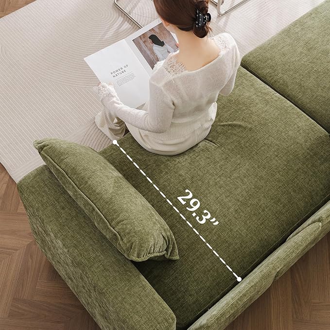 176'' Modular Sectional Sofa with All Seats StorageSleeper Sofa Bed with Throw PillowLoveseat Couches for Living RoomBedroomRemovable CoverChenilleGreen