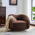 Christopher Knight Home Beckie Boucle Upholstered 360° Swivel Accent Chair Living Room Barrel Swivel Chair with Wooden Base Modern Club Chair with Rotation Dark Brown