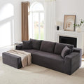 103'' Modular Sectional Sofa with Deep Seat Comfy L Shaped Couch Modern Cloud Couch with Oversized Chaise Corduroy No Assembly Required for Living Room Bedroom Dark Grey