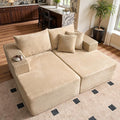 75 Boneless Chaise Lounge Chair Indoor Moudular Sectional Double Couch with Deep Seat No Assembly Required Modern Comfy Sleep Sofa Bed for Movie Reading Yoga for Living Room Beige
